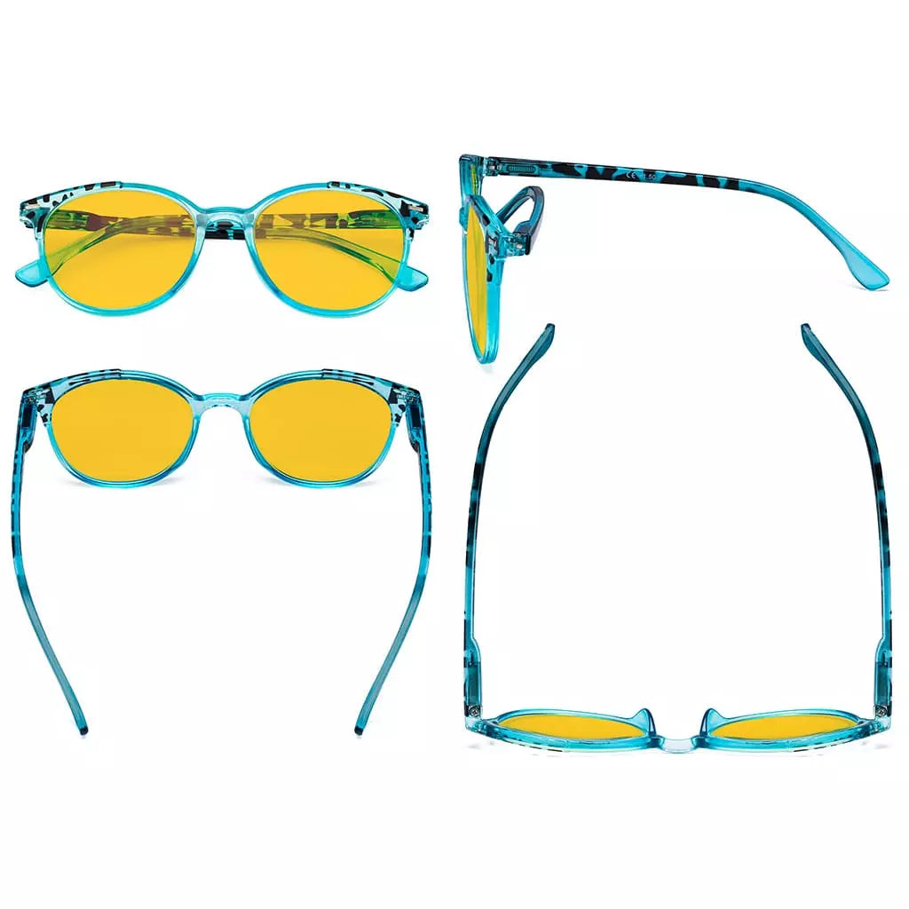Amber Tinted Two-tone Blue Light Blocking Reading Glasses Women