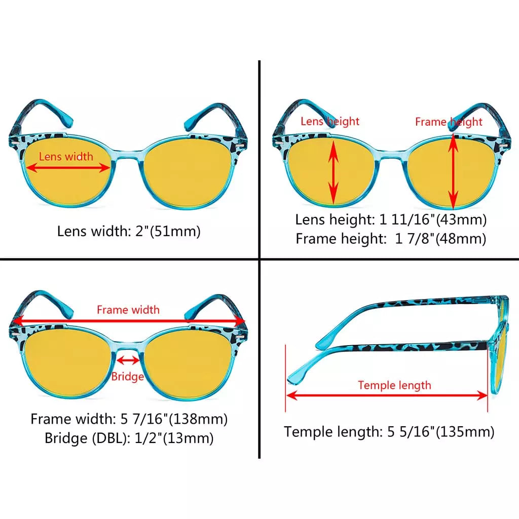 Amber Tinted Two-tone Blue Light Blocking Reading Glasses Women