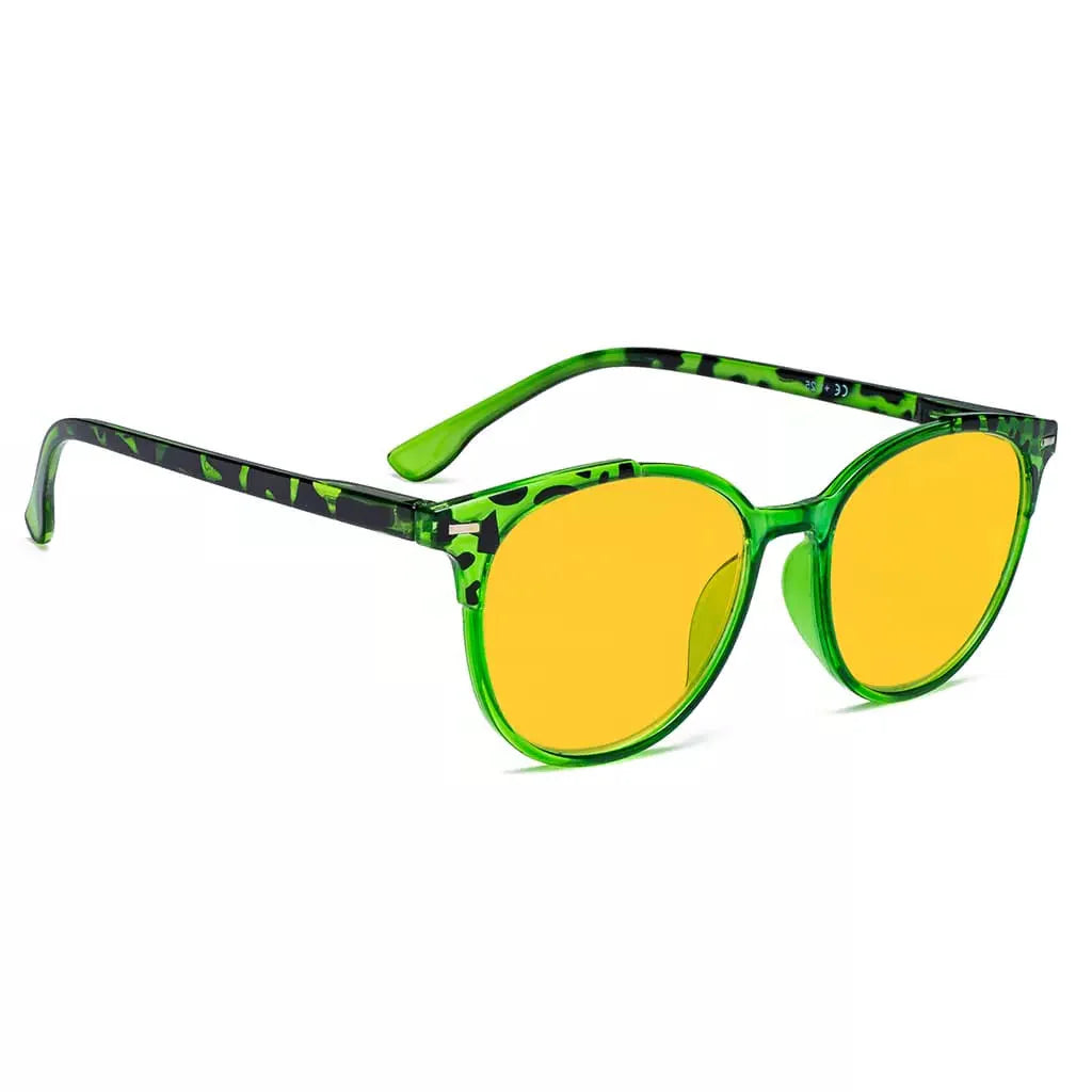 Amber Tinted Two-tone Blue Light Blocking Reading Glasses Women