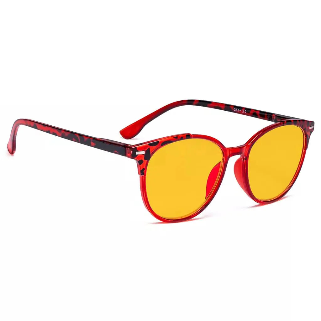 Amber Tinted Two-tone Blue Light Blocking Reading Glasses Women