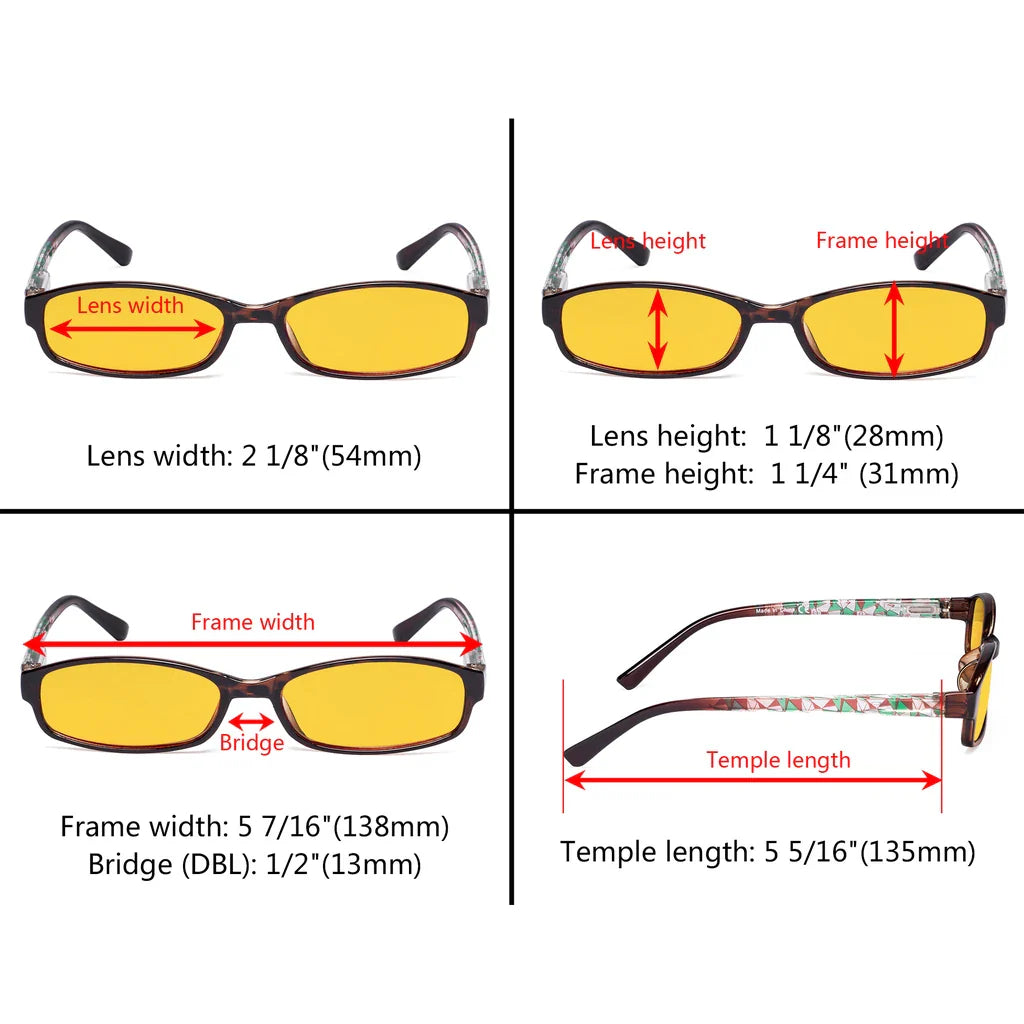 Amber Tinted Patterned Blue Light Blocking Reading Glasses Women