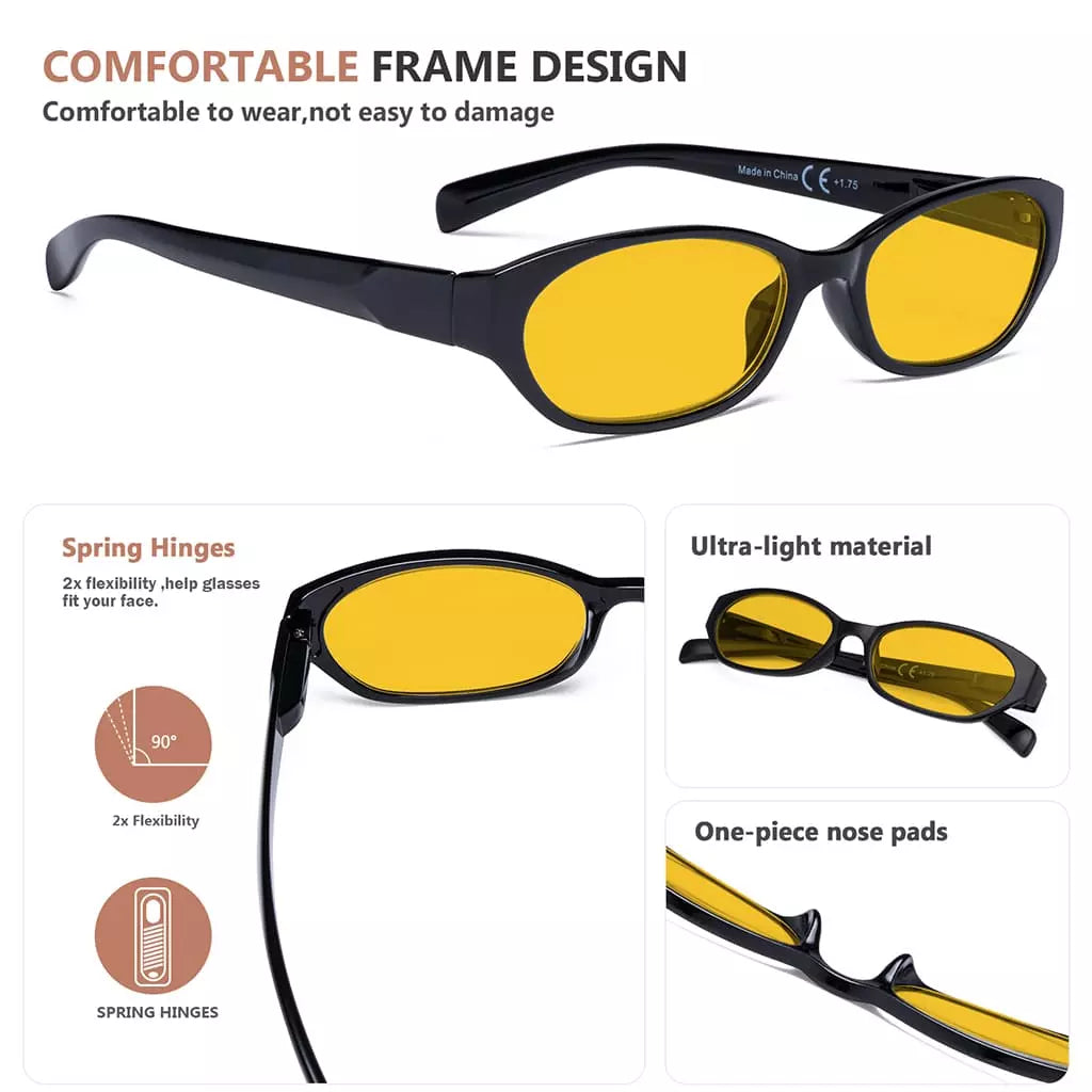Amber Tinted Blue Light Blocking Reading Glasses Eyeglasses