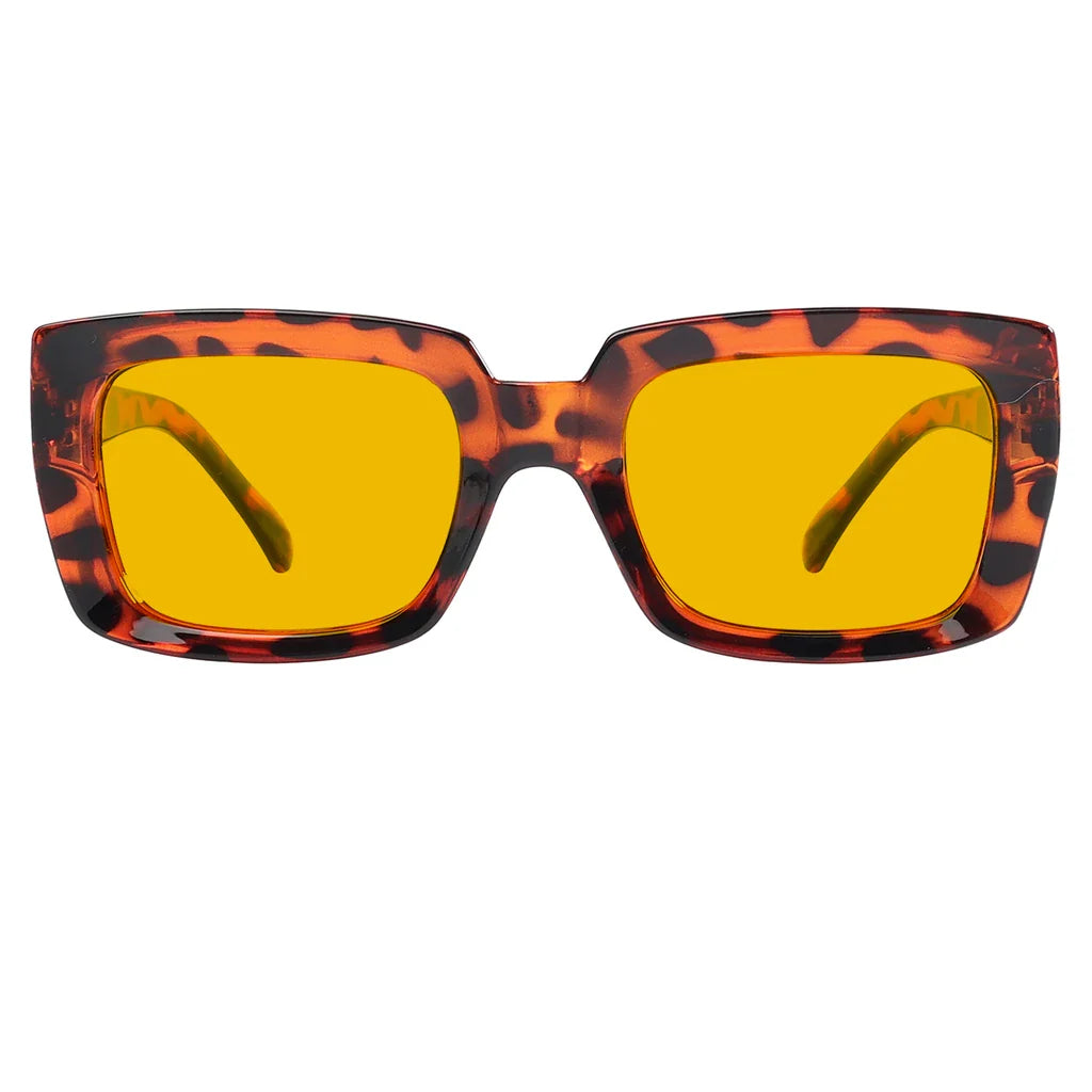 Oversized Square Amber Tinted Blue Light Blocking Reading Glasses Women