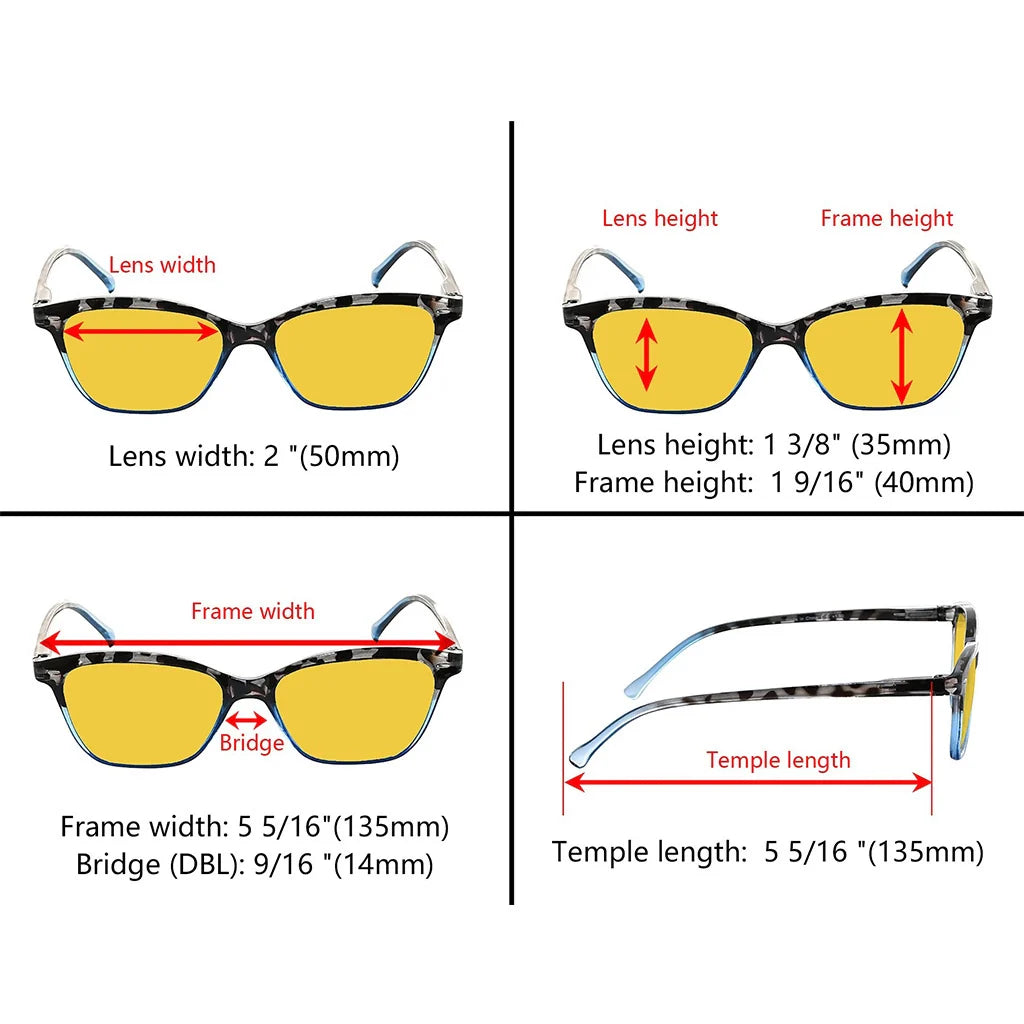 Cat Eye Amber Tinted Blue Light Blocking Glasses Women