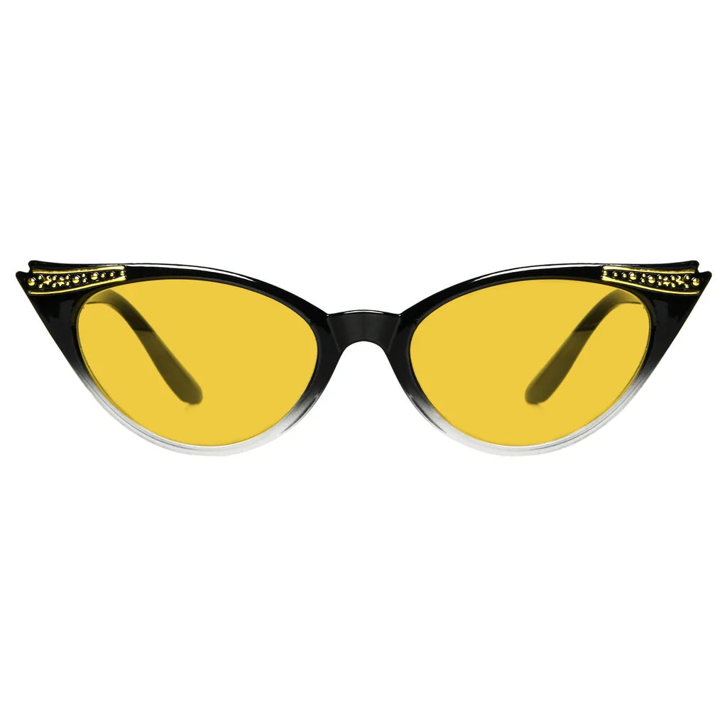Cat Eye Amber Tinted Patterned Blue Light Blocking Glasses Women