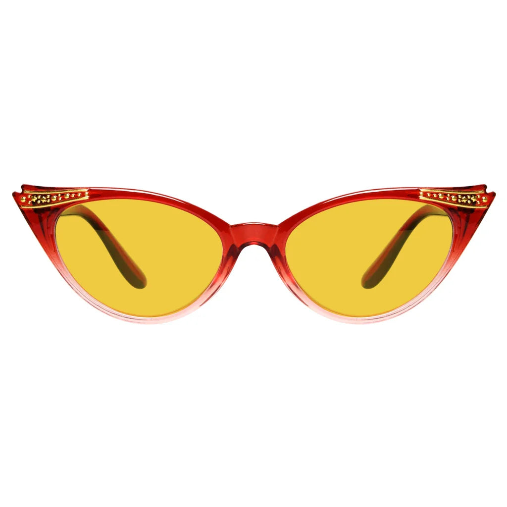 Cat Eye Amber Tinted Patterned Blue Light Blocking Glasses Women