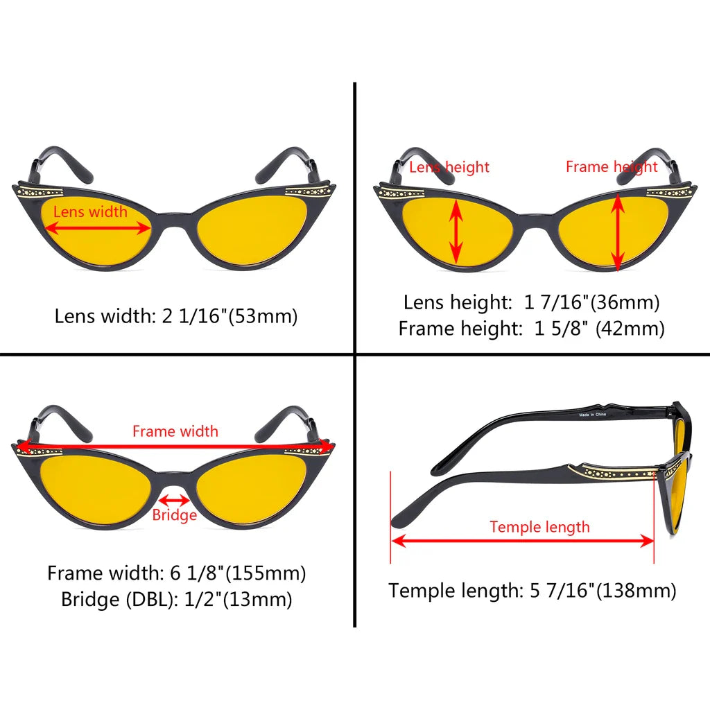 Cat Eye Amber Tinted Patterned Blue Light Blocking Glasses Women