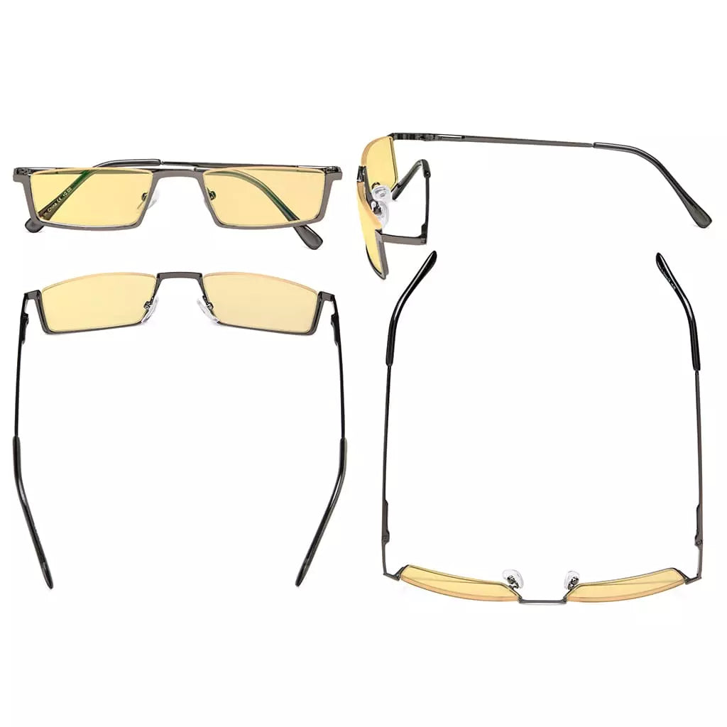Amber Tinted Half Rim Blue Light Blocking Glasses Men
