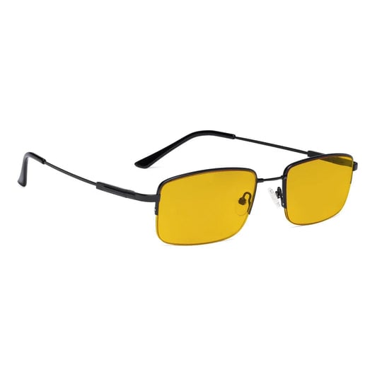 Amber Tinted Half Rim Blocking Reading Glasses Men