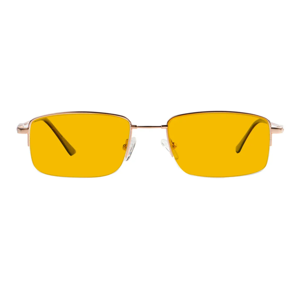 Amber Tinted Half Rim Blocking Reading Glasses Men