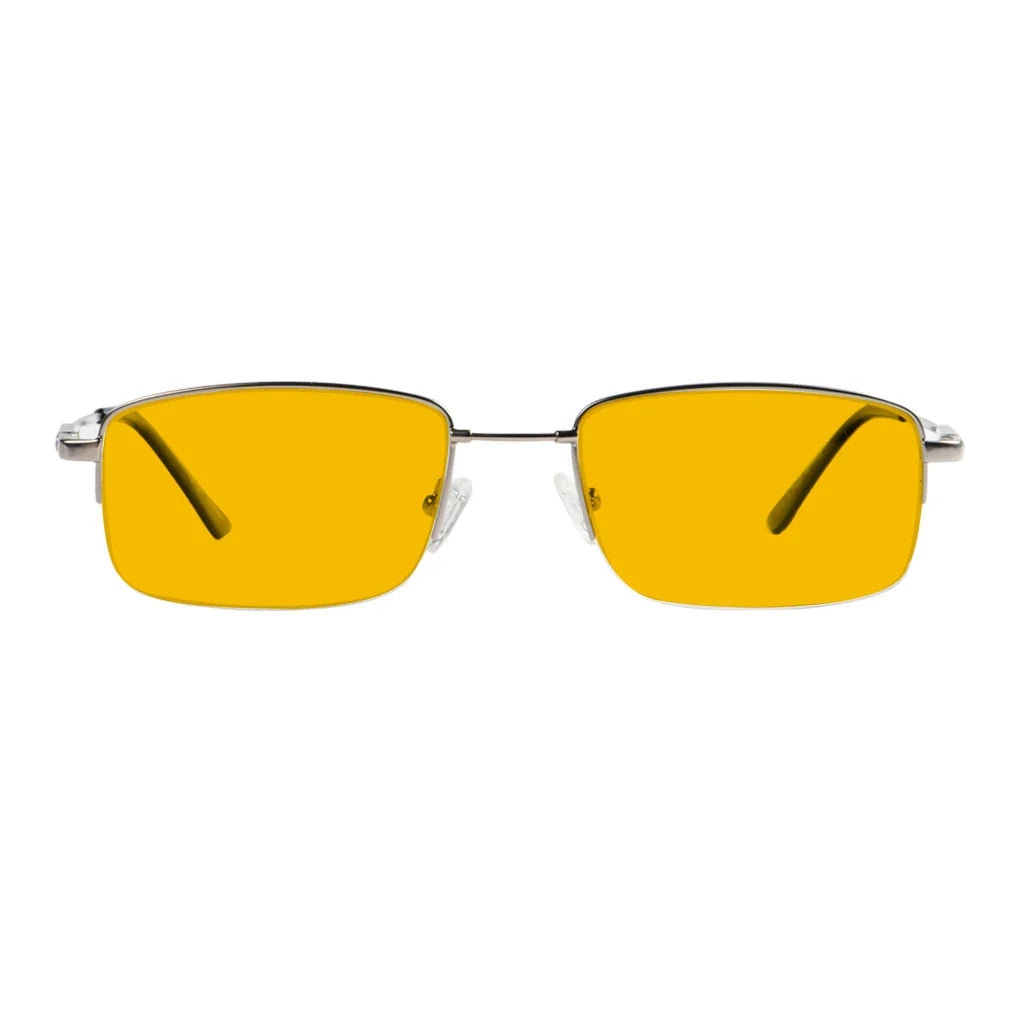Amber Tinted Half Rim Blocking Reading Glasses Men