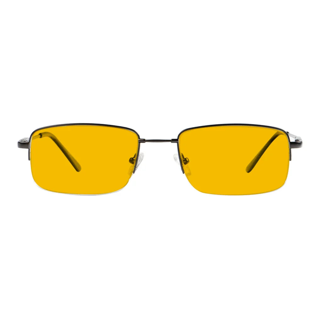 Amber Tinted Half Rim Blocking Reading Glasses Men