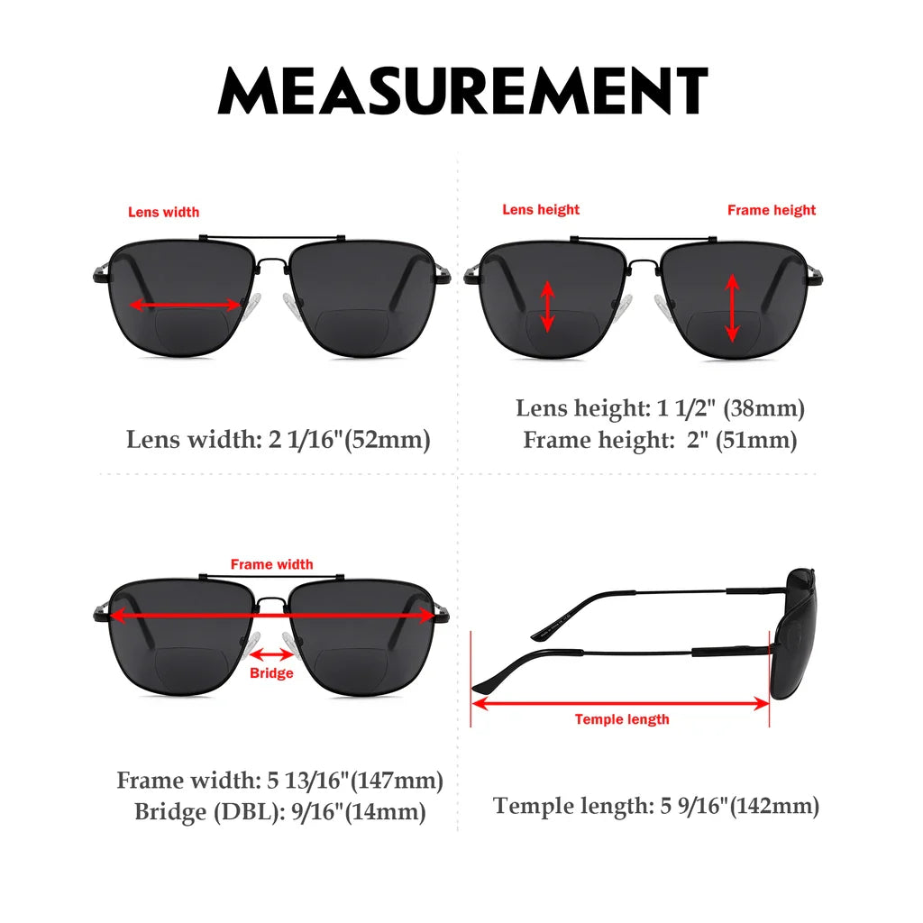 Polarized Bifocal Sunglasses Pilot Wire Rim Women