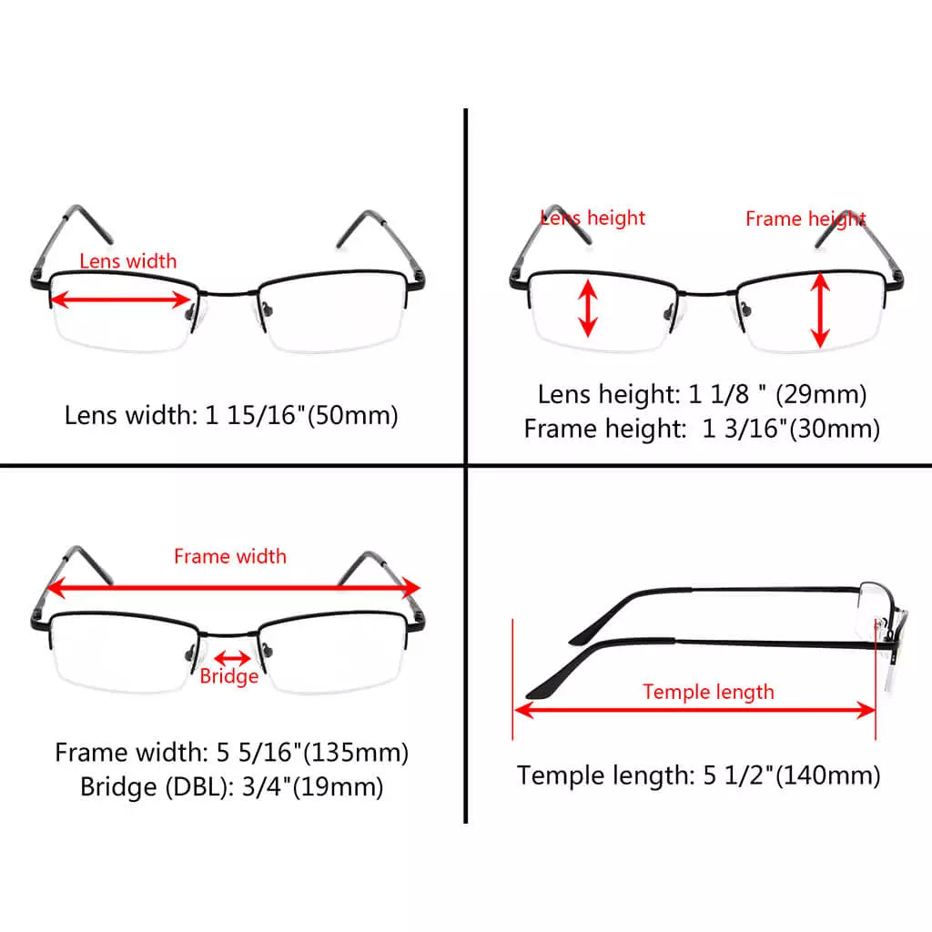 Half-Rim Reading Glasses Women Men
