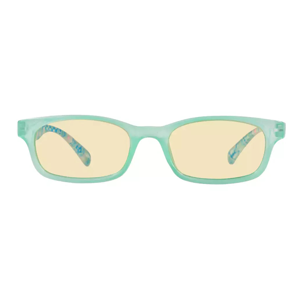 Patterned Arms Yellow Tinted Blue Light Blocking Eyeglasses For Women