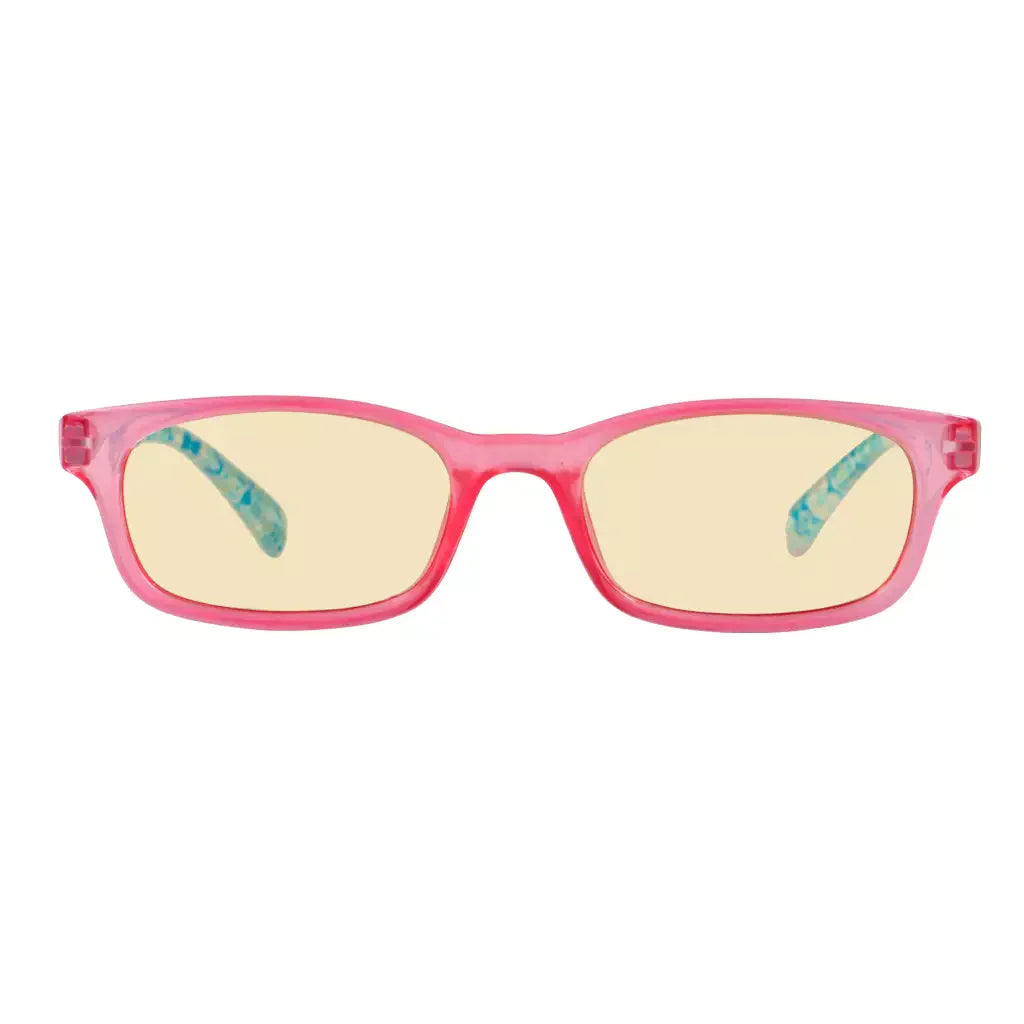 Patterned Arms Yellow Tinted Blue Light Blocking Reading Glasses Women