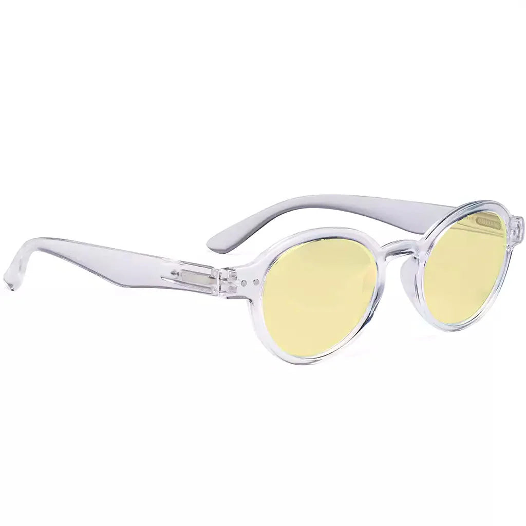 Oval Round Yellow Tinted Blue Light Blocking Eyeglasses For Women