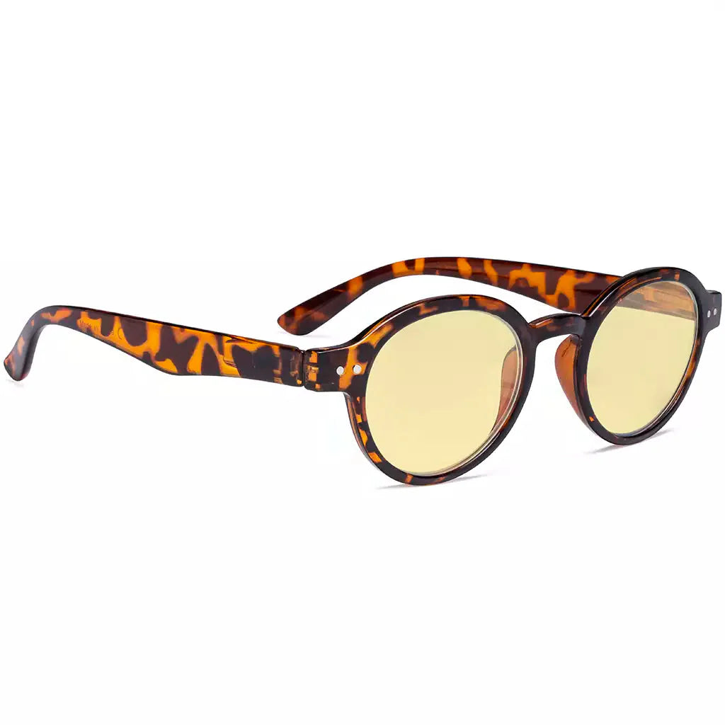 Oval Round Yellow Tinted Blue Light Blocking Reading Glasses For Women