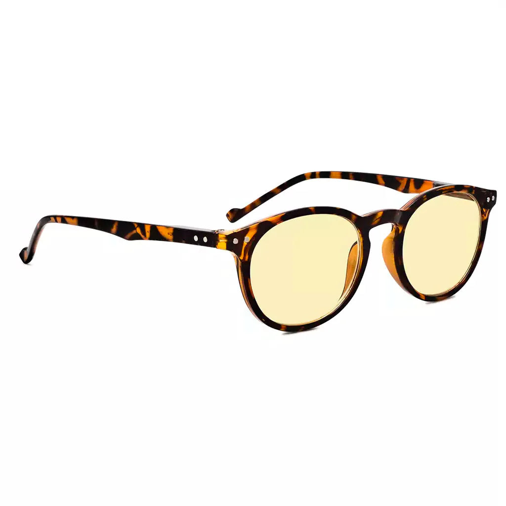 Oval Round Yellow Tinted Blue Light Blocking Reading Glasses For Women