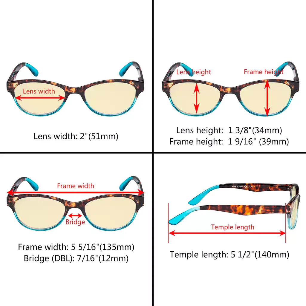 Cat-Eye Yellow Tinted Blue Light Blocking Eyeglasses For Women