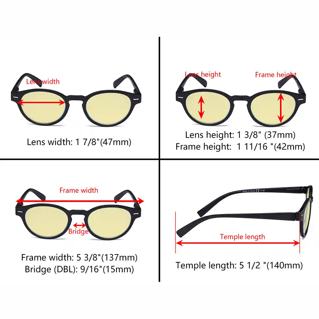 Oval Round Blue Light Blocking Glasses Retro Key Hole Women