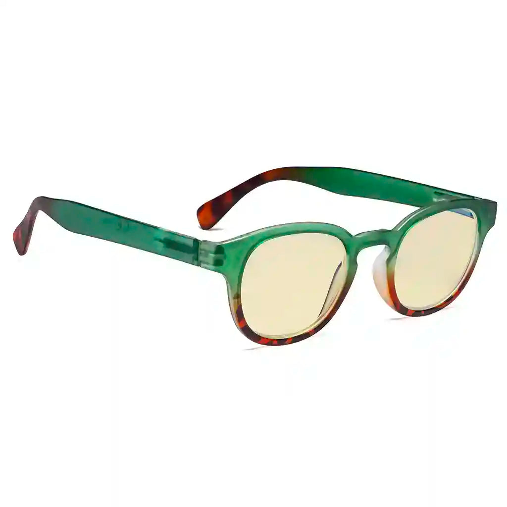 Round Blue Light Blocking Reading Glasses Yellow Tinted Women