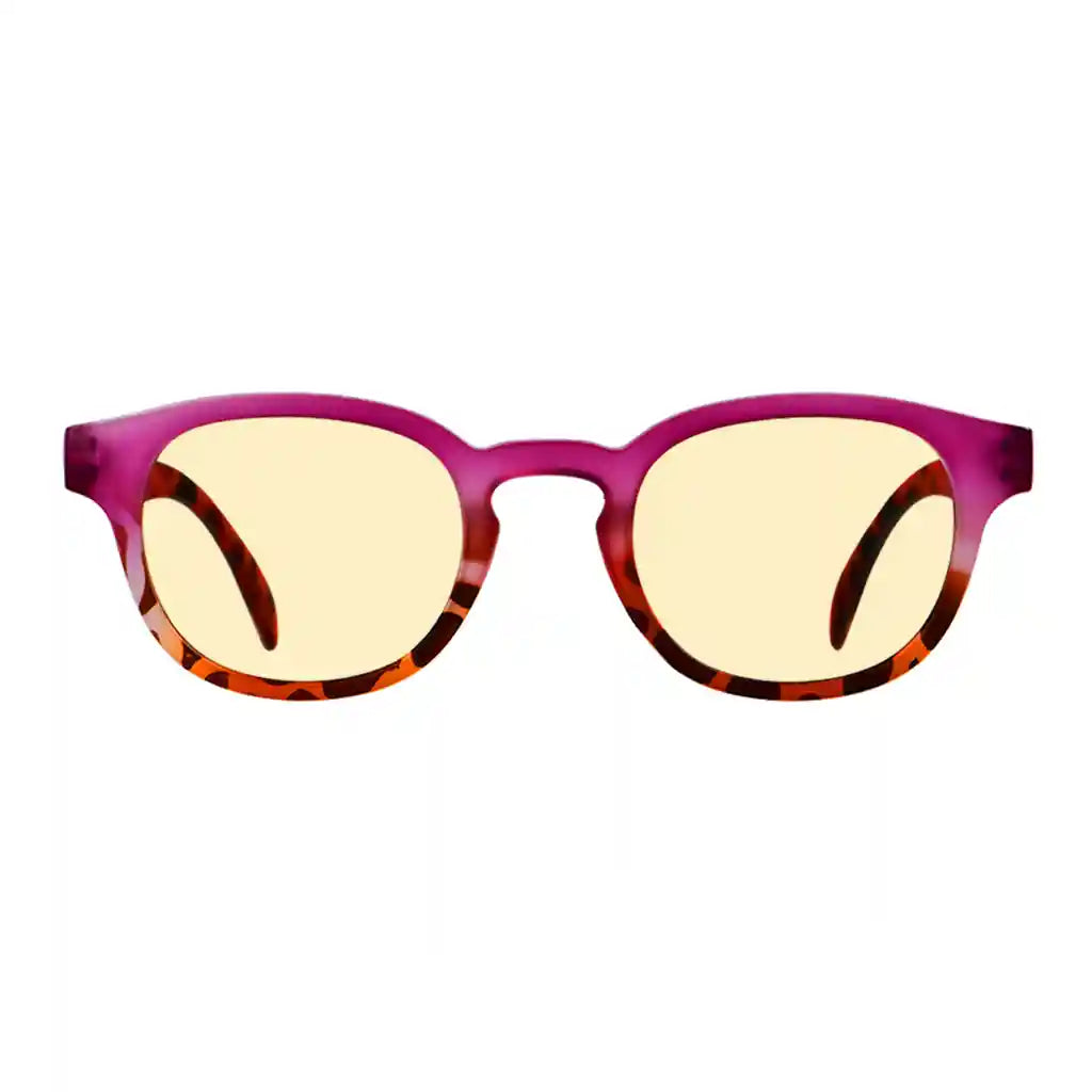 Round Blue Light Blocking Reading Glasses Yellow Tinted Women