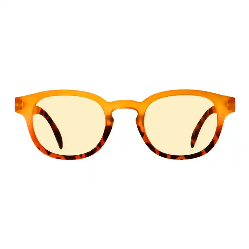 Round Pattern Blue Light Blocking Glasses Yellow Tinted Women