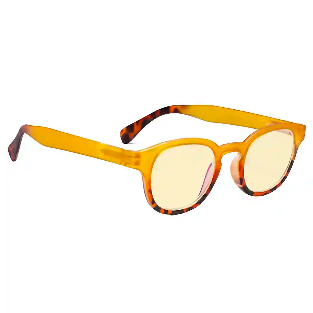 Round Pattern Blue Light Blocking Glasses Yellow Tinted Women