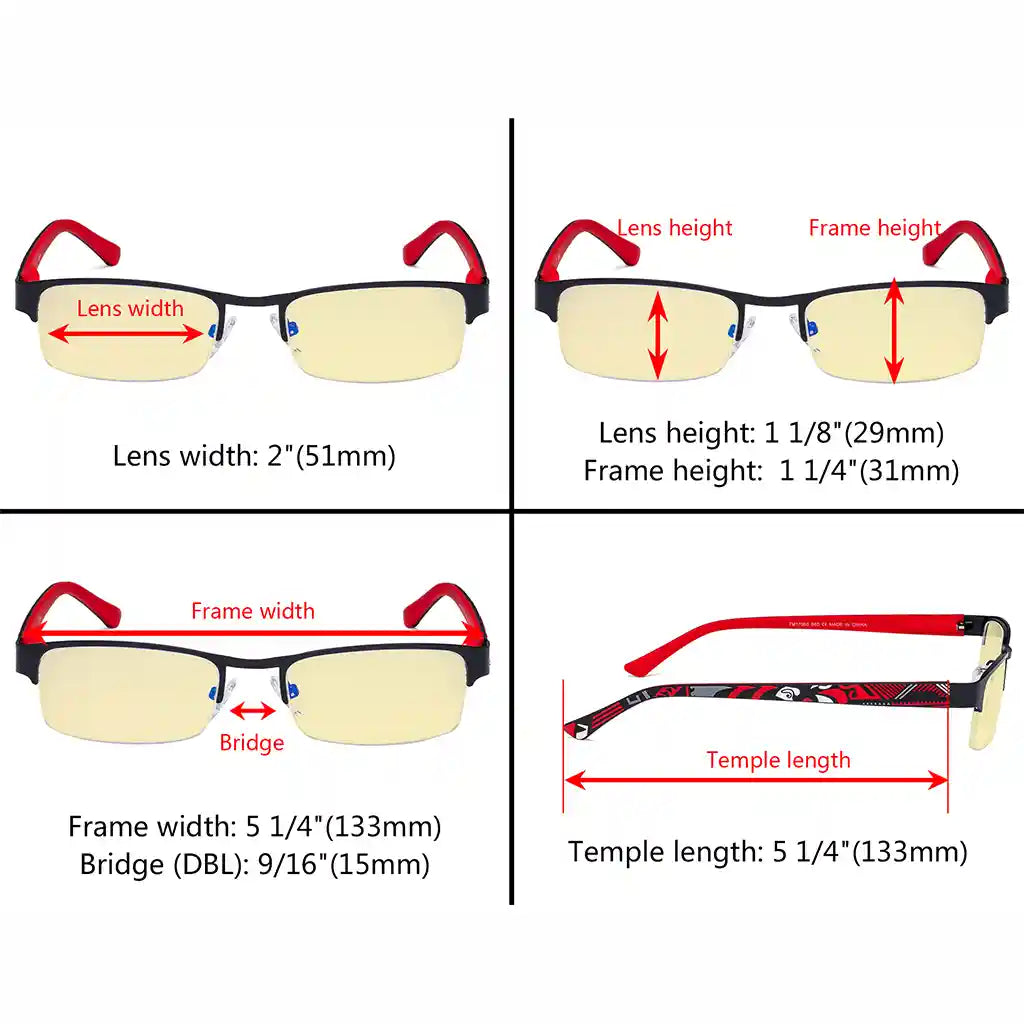 Half-rim Pattern Blue Light Blocking Glasses Women