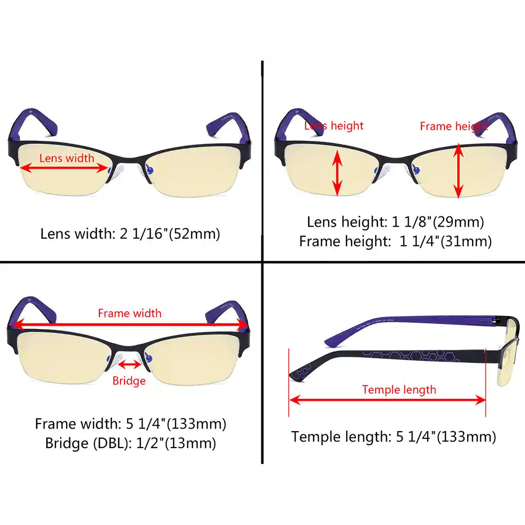 Half-rim Pattern Blue Light Blocking Glasses Women