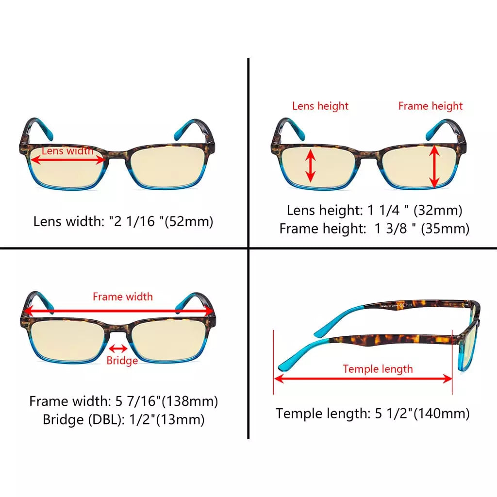 Blue Light Blocking Reading Glasses Tortoise Frame Yellow Tinted for Women