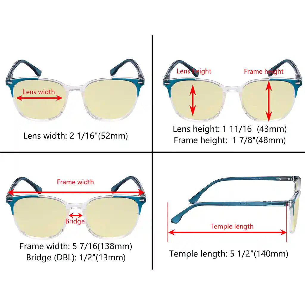 Square Oversized Blue Light Blocking Glasses Yellow Tinted Women