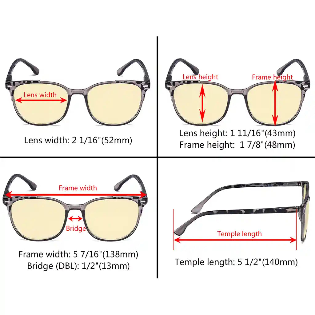 Square Blue Light Blocking Reading Glasses Yellow Tinted Women