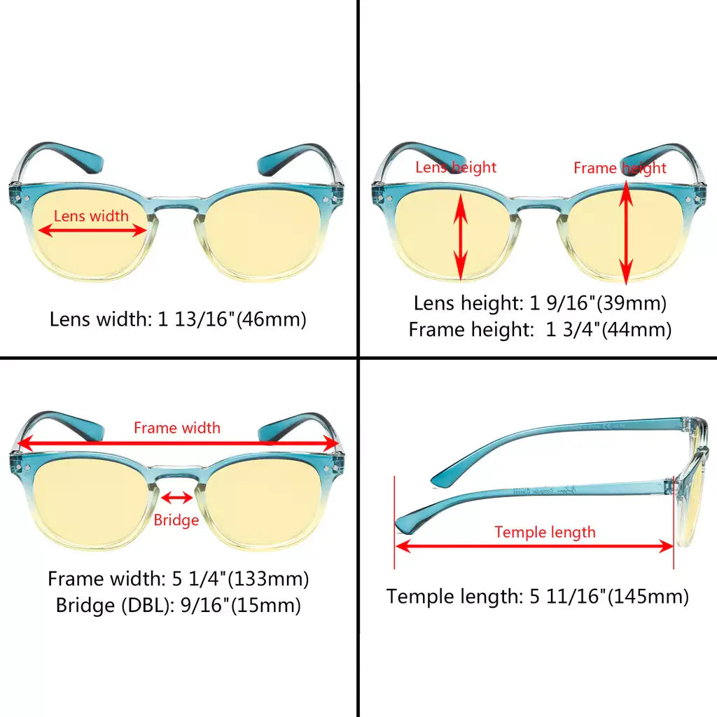 Two Tone Blue Light Blocking Reading Glasses Women Men