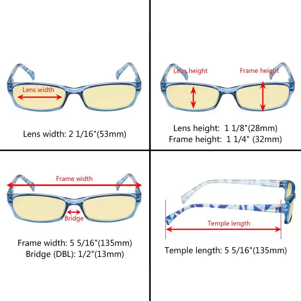 Pattern Temples Blue Light Blocking Reading Glasses Women