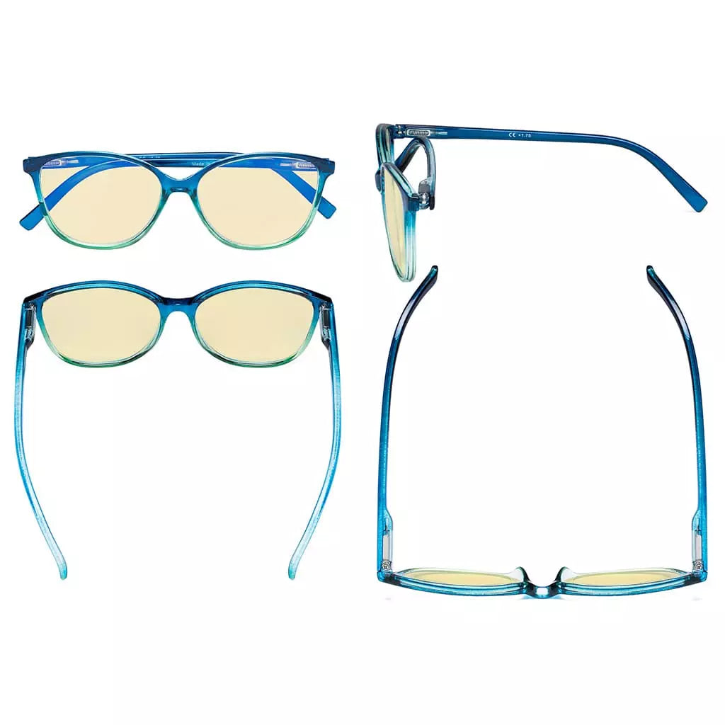 Cat-Eye Blue Light Blocking Reading Glasses Yellow Tinted for Women