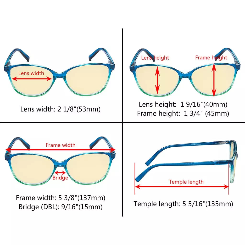 Cat-Eye Blue Light Blocking Reading Glasses Yellow Tinted for Women