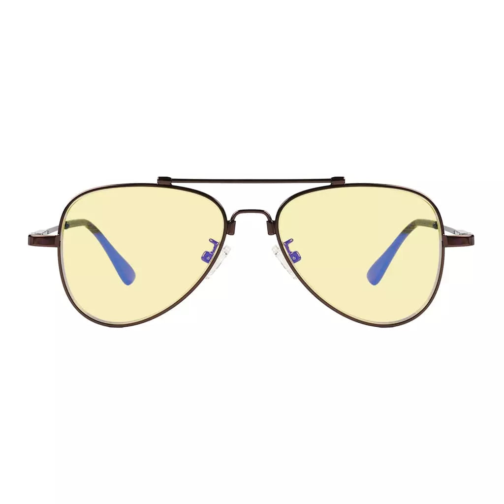 Pilot Style Block Blue Light Glasses Yellow Tinted for Kids