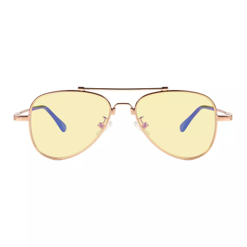 Pilot Style Block Blue Light Glasses Yellow Tinted for Kids