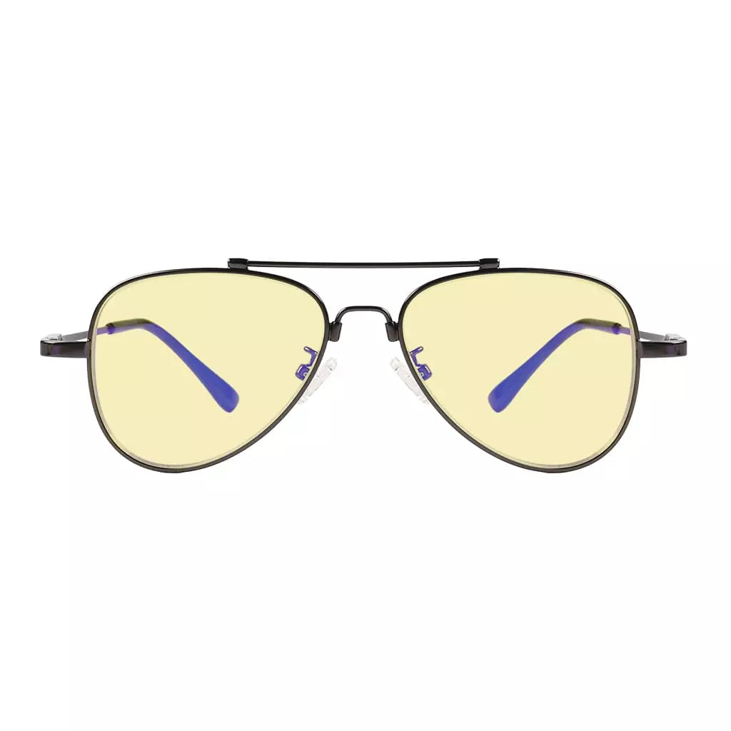 Pilot Style Block Blue Light Glasses Yellow Tinted for Kids