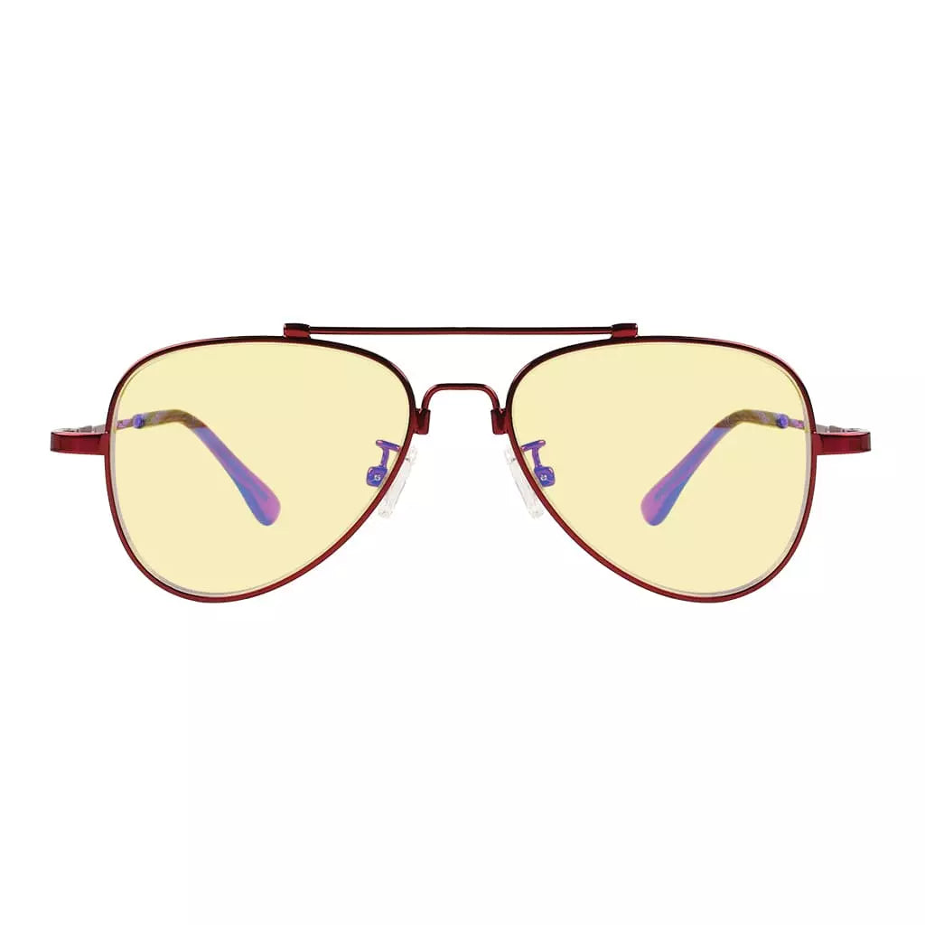 Pilot Style Block Blue Light Glasses Yellow Tinted for Kids