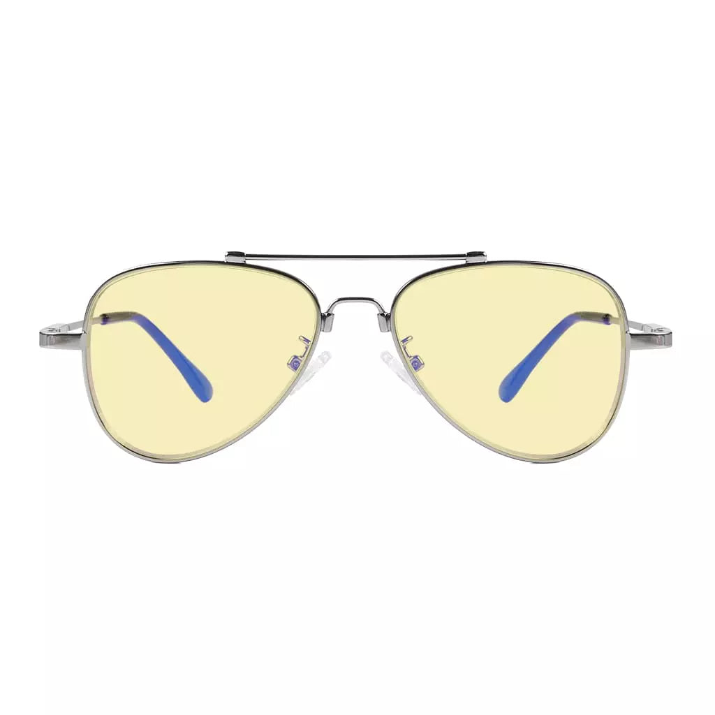 Pilot Style Block Blue Light Glasses Yellow Tinted for Kids