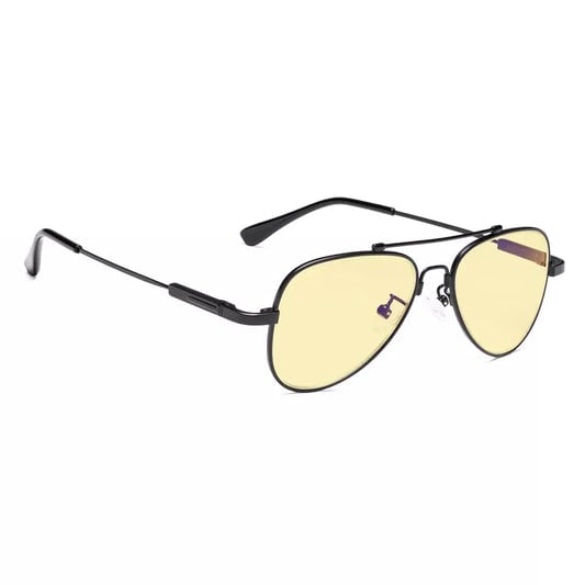 Pilot Style Block Blue Light Glasses Yellow Tinted for Kids