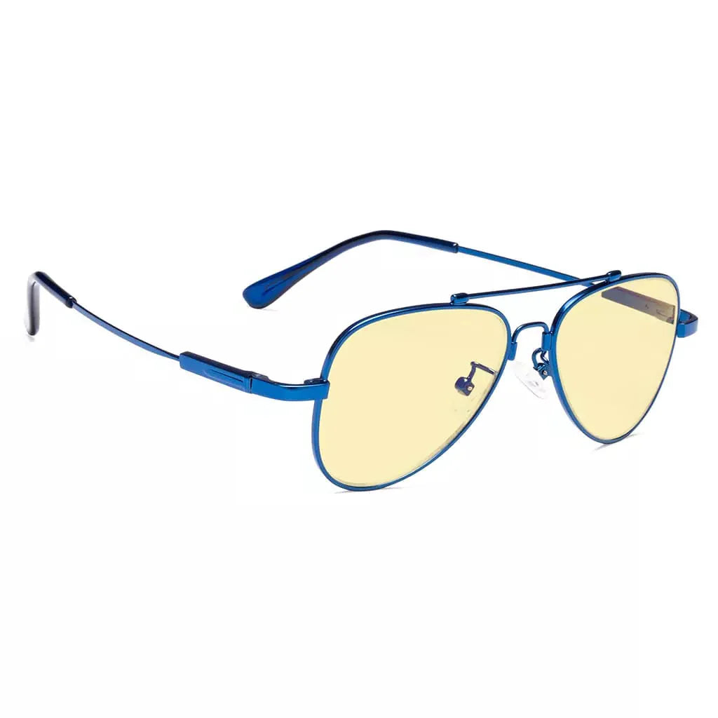 Pilot Style Block Blue Light Glasses Yellow Tinted for Kids