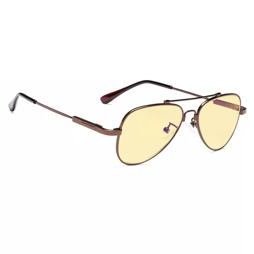 Pilot Style Block Blue Light Glasses Yellow Tinted for Kids