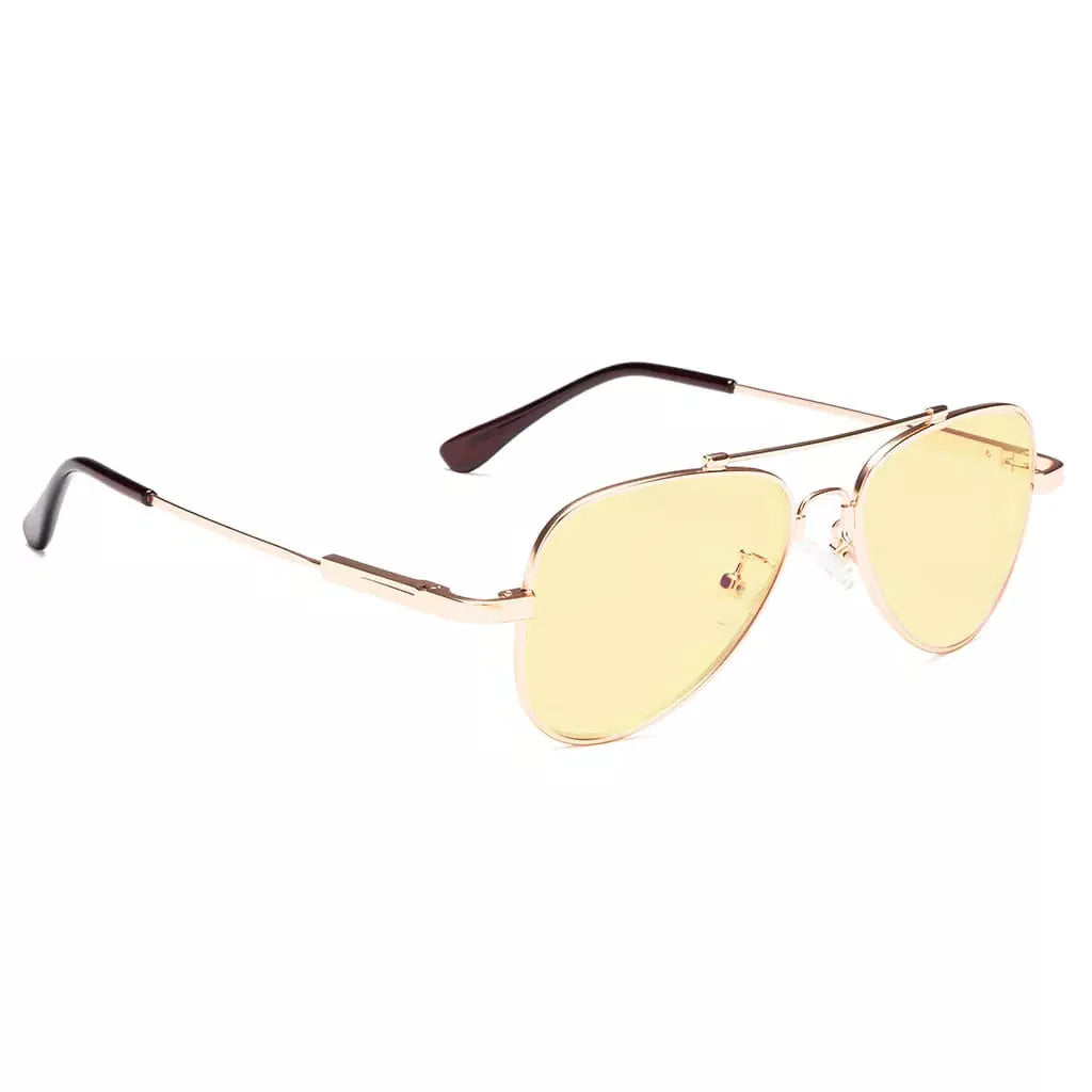 Pilot Style Block Blue Light Glasses Yellow Tinted for Kids