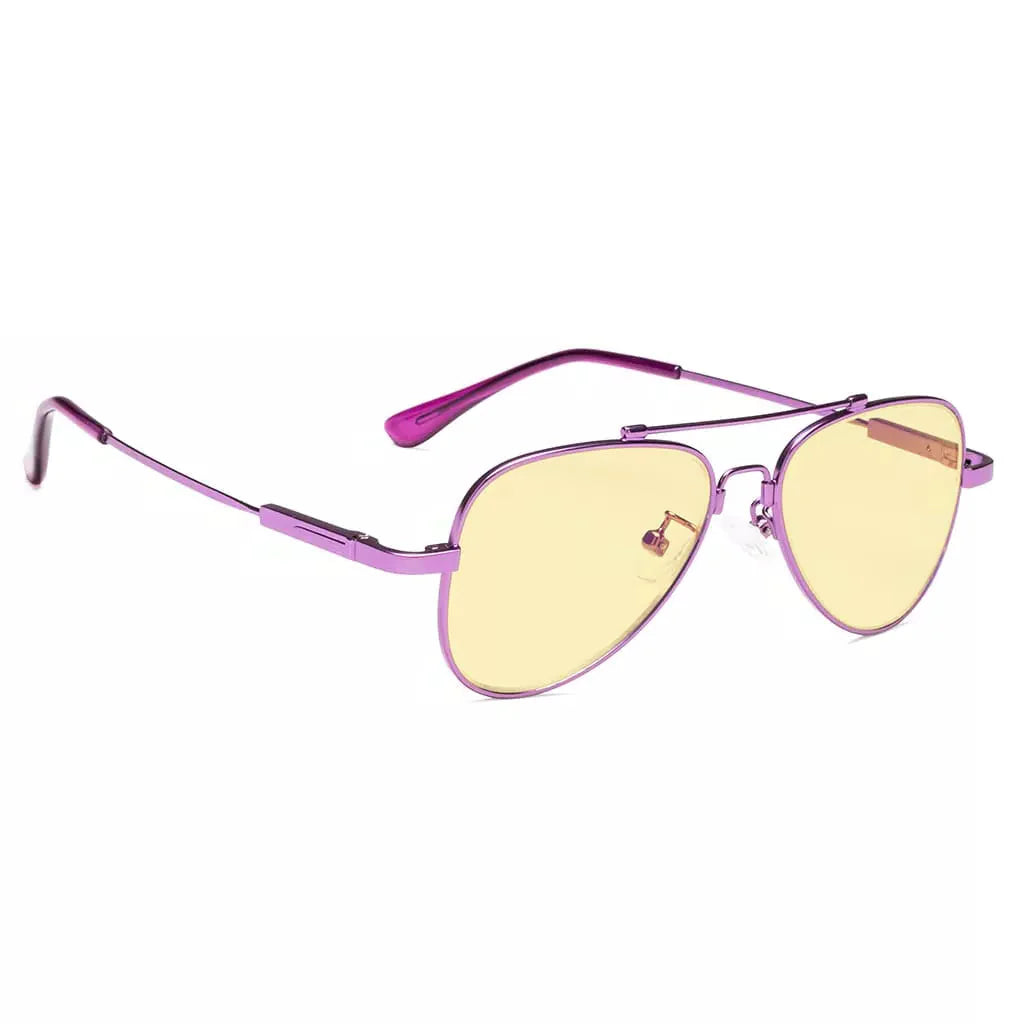 Pilot Style Block Blue Light Glasses Yellow Tinted for Kids