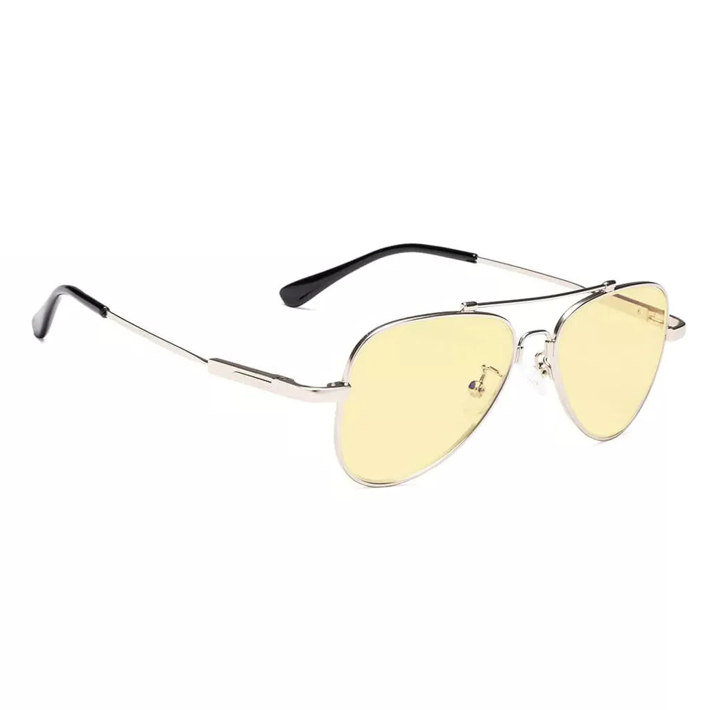 Pilot Style Block Blue Light Glasses Yellow Tinted for Kids