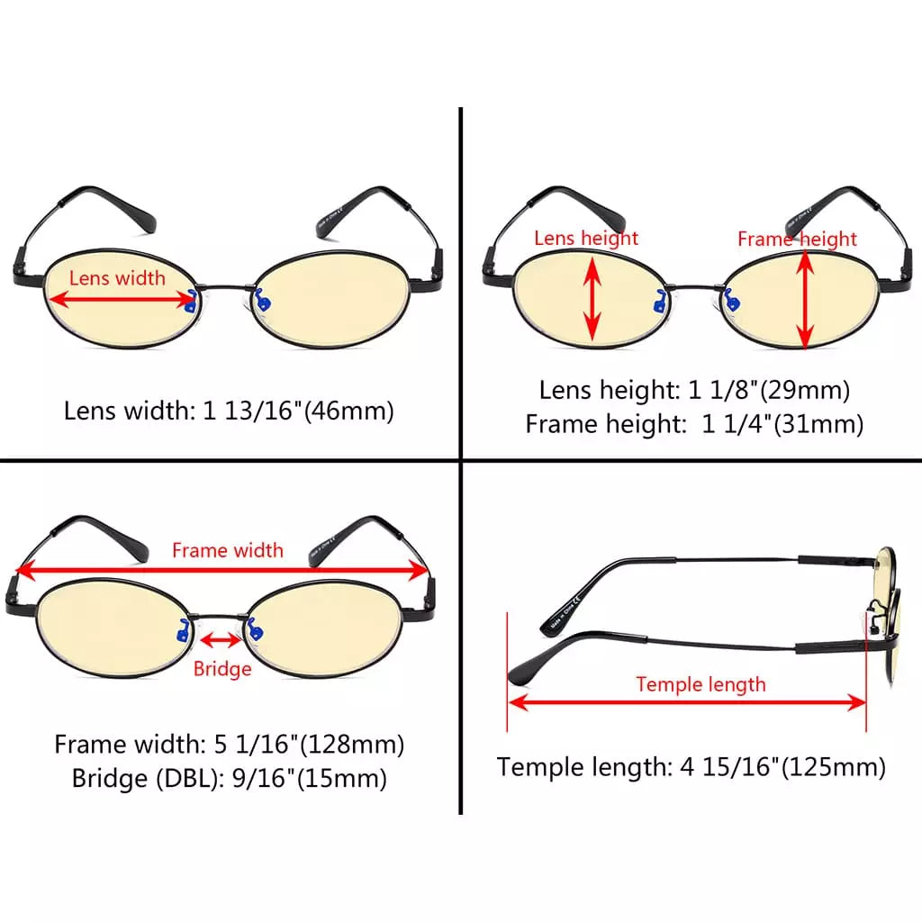 Oval Round Block Blue Light Glasses Yellow Tinted for Kids